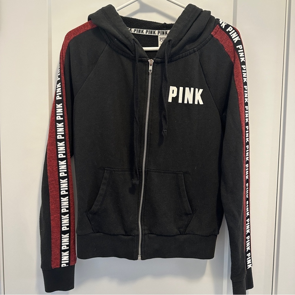 PINK by Victorias Secret Black Zip Up Hoodie Sweater Size XS Women’s